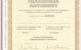 1985 Suomen Yhdyspankki Oy SYP spec, Helsinki pörssi