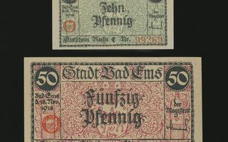 Saksa Notgeld 10, 50 Pfennig, Bad Ems 18.11.1918