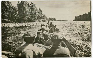 Oulujoki, turisteja koskiveneessä 1930-luku