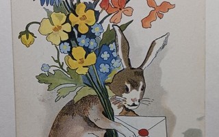 Pupu tuo kukkakimpun, pääsiäismunia ja kirjeen, p. 1923