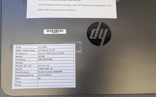 HP ZBook 15 G3 Mobile Workstation i7-6820HQ pikkuvika