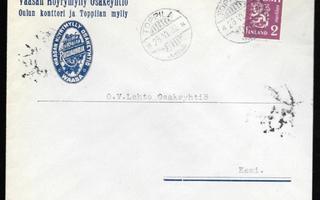 Postilähetys -  Yl.m. 2mk (LAPE 179) Toppila 28.6.1932