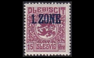 Slesvig 19 ** Vaakuna 1. Zone 15 öre (1920)