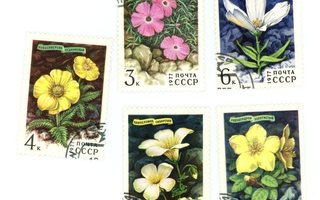 Neuvostoliitto kukkamerkit 5 kpl, 1977