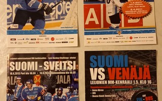 JÄÄKIEKKO - Leijonat - Otteluohjelmat 4 kpl v. 2010-2014