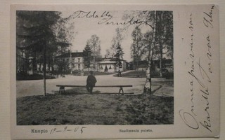 Kuopio, Snellmanin puisto, mies penkillä, mv pk, p. 1905