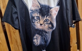 Kissa T-paita. Koko XL.