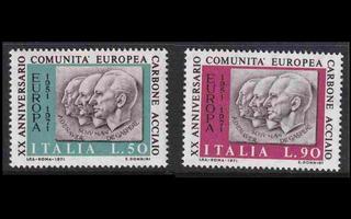 Italia 1333-4 ** Euroopan hiili- ja teräsyhteisö 20v (1971