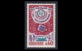 Andorra Fr 193 ** ITU 100v satelliitti (1965)