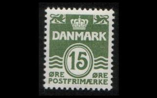 Tanska 410x ** Aaltoviiva 15 öre tumm.vihr. x-paperi (1963)