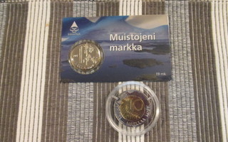 Muistojeni Markka 1.1.2002 ja 10 Mk 1995 EU .