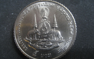 Thaimaa    5 Baht  1996  Y # 320  cu.ni.cu   50 vuotta Reign