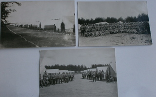 Perkjärvi 1929, reserv. harj. leiri, 3 mv valokuvaa
