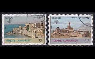 Turkki 2443-4 o Europa vanhoja rakennuksia (1978)