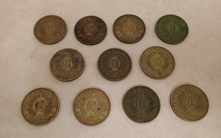 10 markkaa 1928 - 1939 11kpl eri vuodet