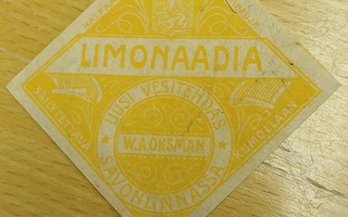 W.A. Oksman Savonlinna limonaadia etiketti.