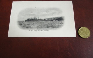 pienpainate kortti 14x8,5 , tukholma 1902.hms torpedjägare m