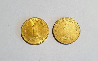 Viro 2 kpl Eesti 1 kroon vuosilta 1998 ja 2003