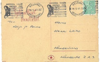 Helsinki viestillinen Amerikka Tänään kortilla 1961
