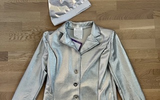 Kimaltava jakku ja lakki, hopea, S/M, uudet