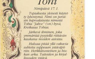 kortti ** Etunimi Toni Tuomas Tyyne Veijo Veikko Viljo