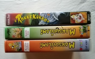 Piirrettyjä ym (VHS, Marsupilami, Rokkikukko...)