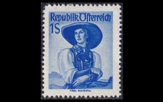 Itävalta 910 ** Kansallispukuja 1 S sininen (1948)