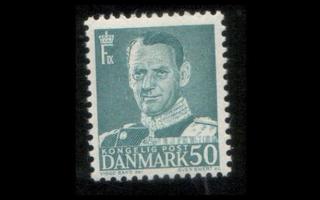 Tanska 335 ** Frederik IX 50 öre sinivihreä (1952)