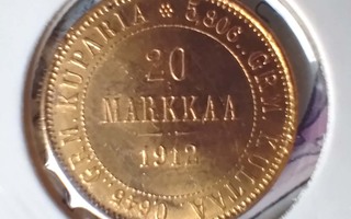 Kultaraha  20 mk 1912 S