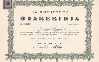 1947 Halkotuote Oy, Lahti osakekirja