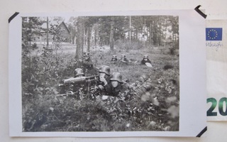 VANHA Valokuva Sotilaat Konekivääri 1930-l