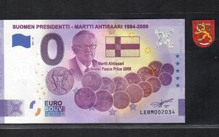 0-EURO Suomi  Martti Ahtisaari Suomen vaakunalipulla