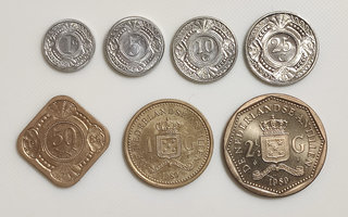 Antillit 1, 2 1/2, 5, 10, 25 Cent, 1, 2 1/2 Gulden 1989