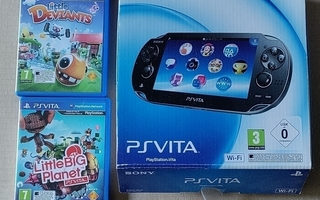 PS Vita Crystal Black PCH-1004 Wi-Fi OLED + 2 peliä