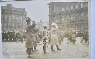 VANHA Valokuva Suojeluskunta Polkupyörät ym n. 1919 Helsinki
