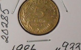 RANSKA  5 Centimes  v.1986  KM#933  Circ
