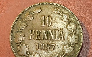 10  penniä  1897   Copper/Kupari *1+