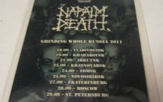 Napalm Death-Venäjän kiertue 11 backstage-passi, laminoitu .