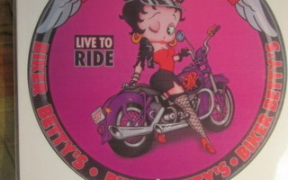 Laminoitu painokuva Betty Boop & Harley-Davidson. A4