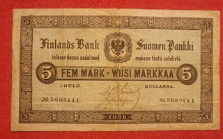 5 markkaa 1886 Finland