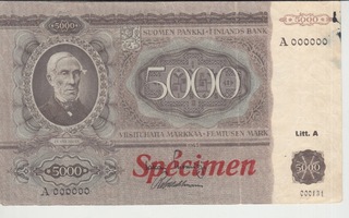 5000 Markkaa 1945 Litt. A Specimen