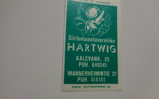 TT-etiketti Siirtomaantavaraliike Hartwig