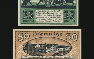 Saksa Notgeld 25, 50 Pfg, Teuchern 1921