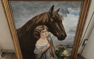 Tyttö ja hevonen taulu.