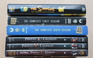 DVD levyjä: The Simpsons, South Park, Pirates of Caribbean