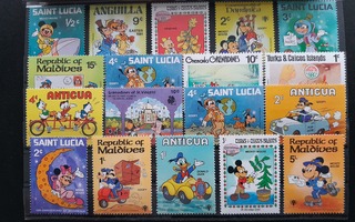 Walt Disney postimerkkejä ** 18 kpl