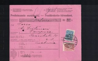 Postietuannin osotekortti Imatra 1916