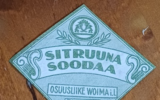 Sitruuna sooda Osuusliike Woima i.l. Tampere etiketti.