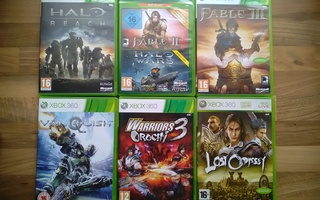 6 kpl Xbox 360 pelejä