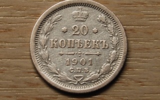 Hopea, 20 kopeekkaa,Venäjä 1901